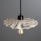 Marbled Ceramic Ripple Pendant in Antique Brass Finish