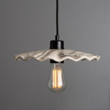 Marbled Ceramic Ripple Pendant in Antique Brass Finish
