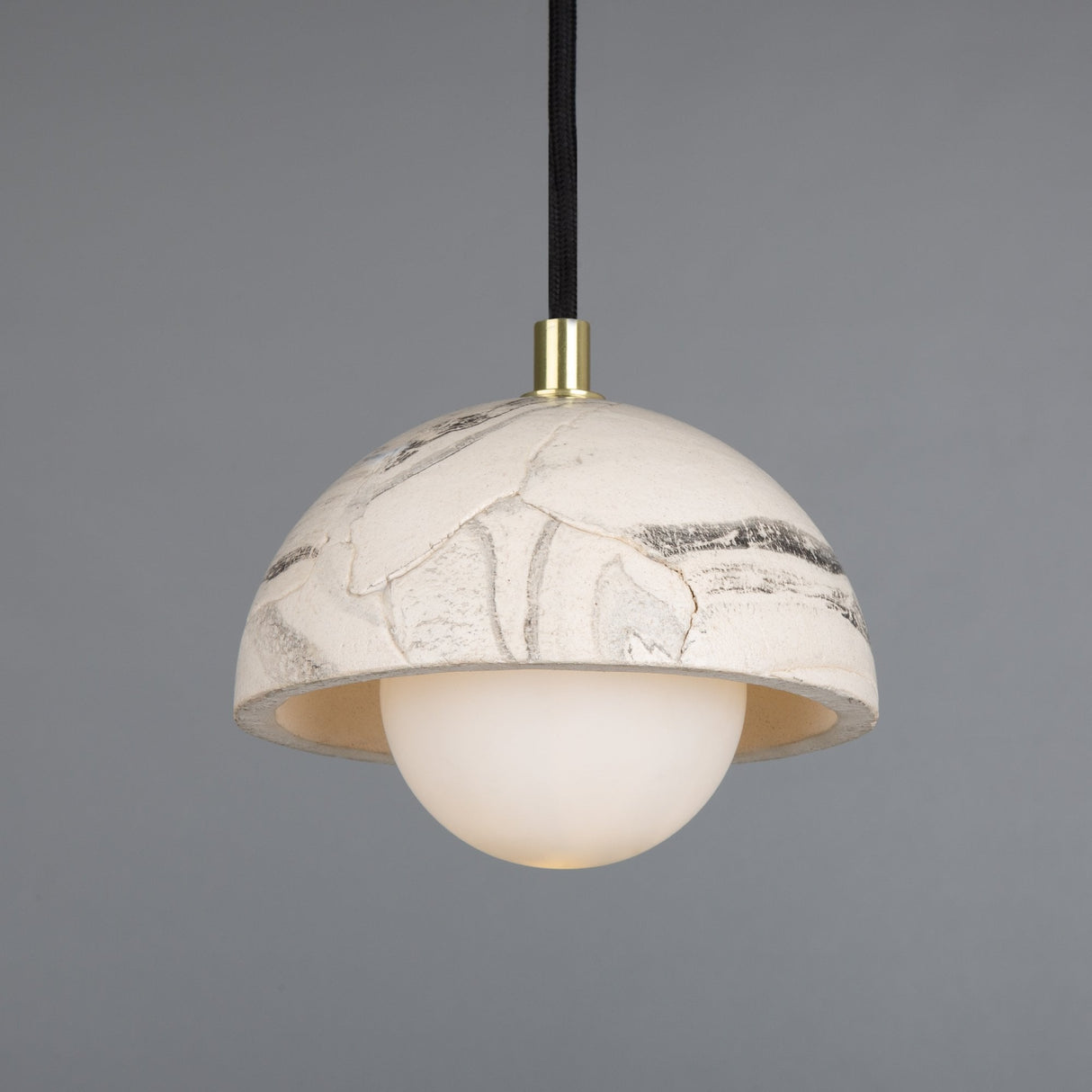 Marbled Ferox Pendant Light - Antique Brass and Ceramic Finish