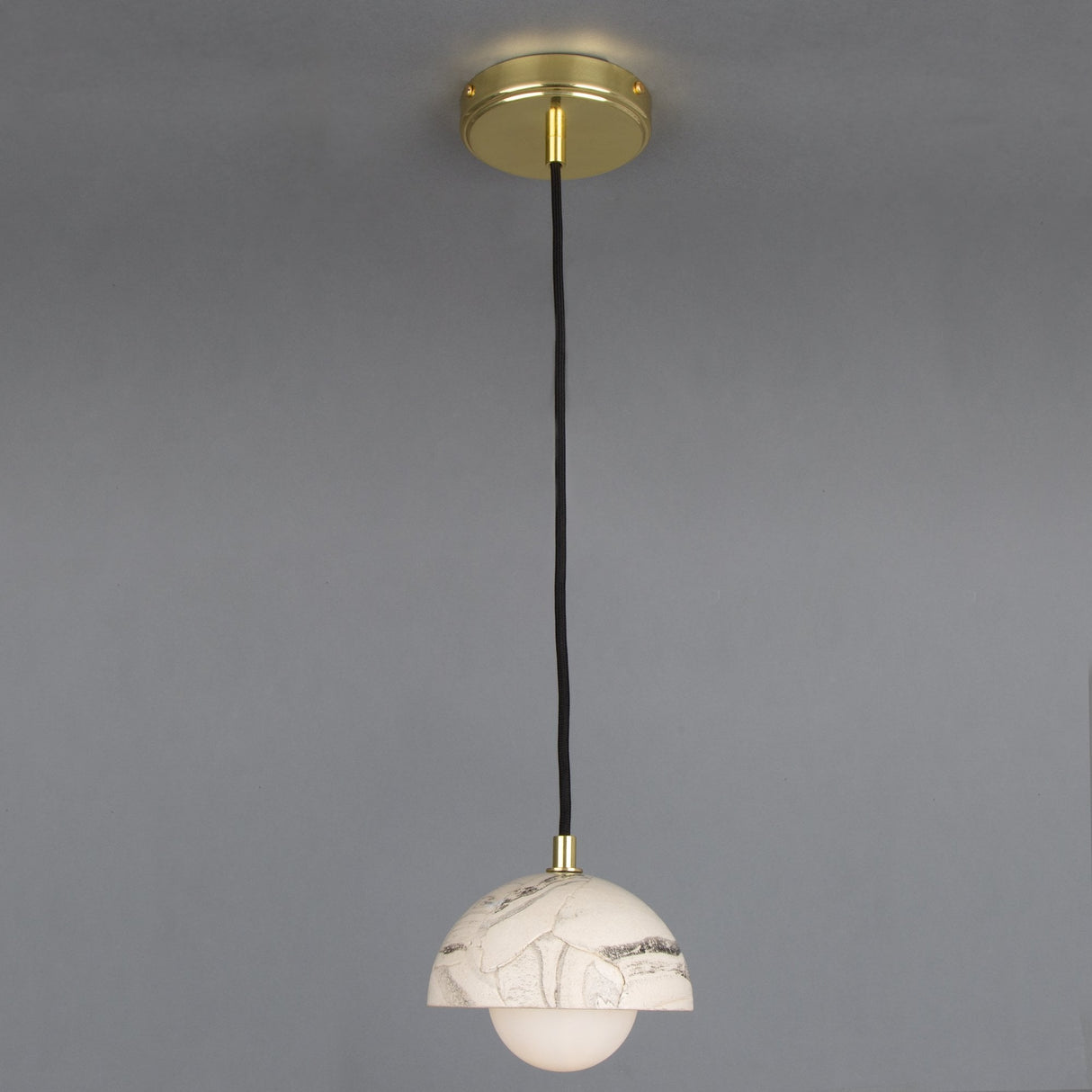 Marbled Ferox Pendant Light - Antique Brass and Ceramic Finish