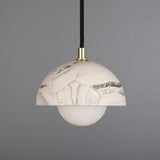 Marbled Ferox Pendant Light - Antique Brass and Ceramic Finish