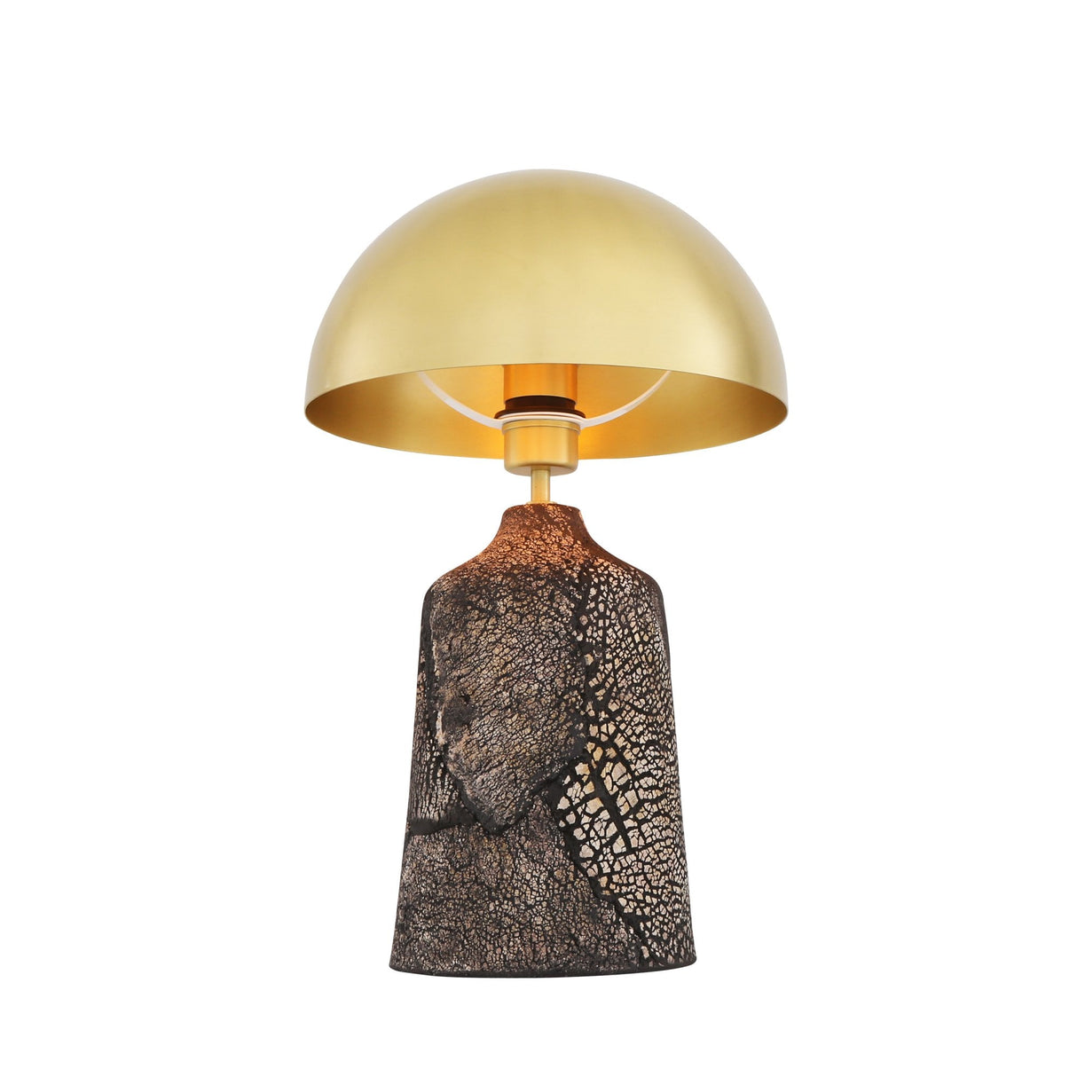 Cassia Table Lamp - Textured Black Clay and Antique Brass Finish