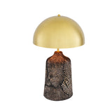 Cassia Table Lamp - Textured Black Clay and Antique Brass Finish