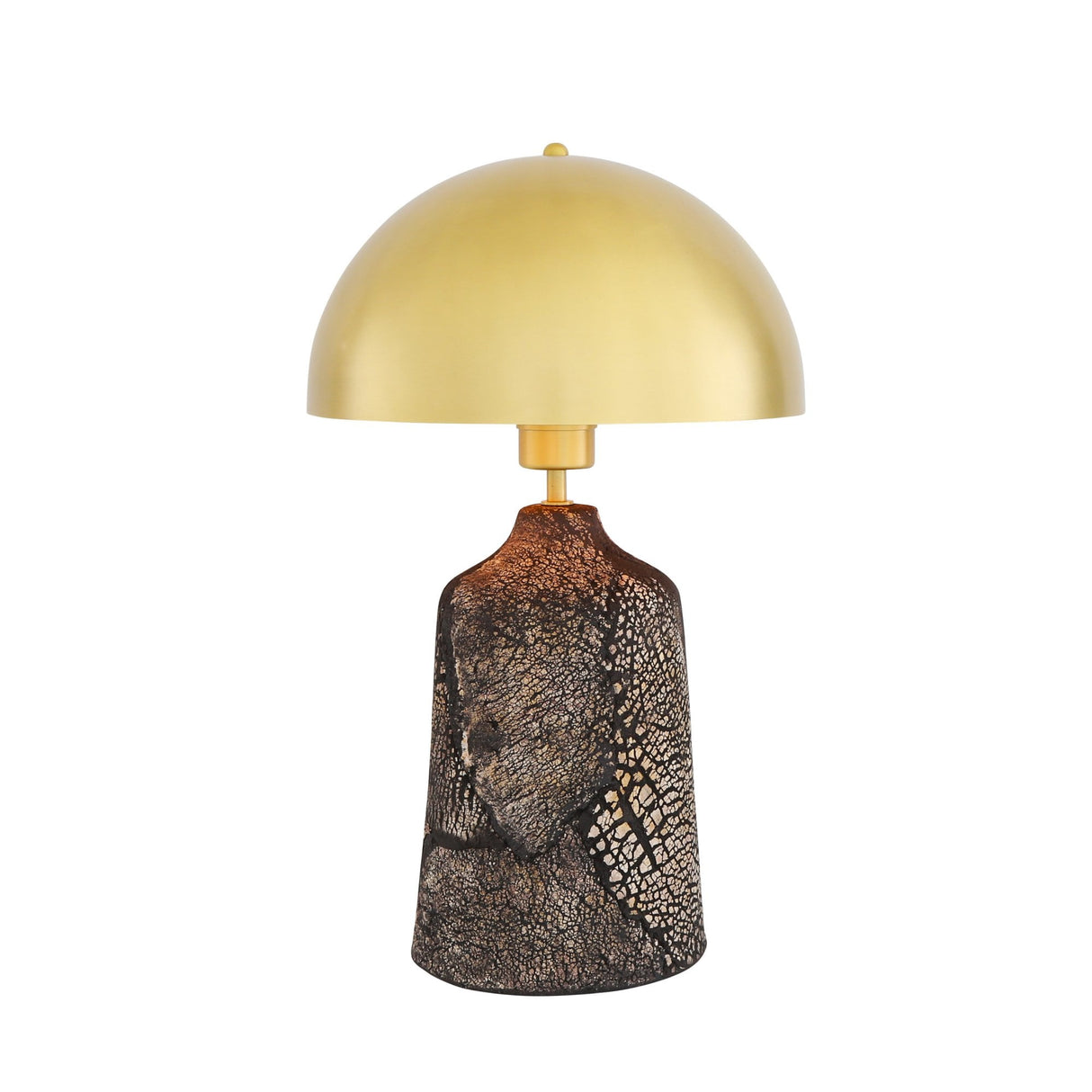 Cassia Table Lamp - Textured Black Clay and Antique Brass Finish