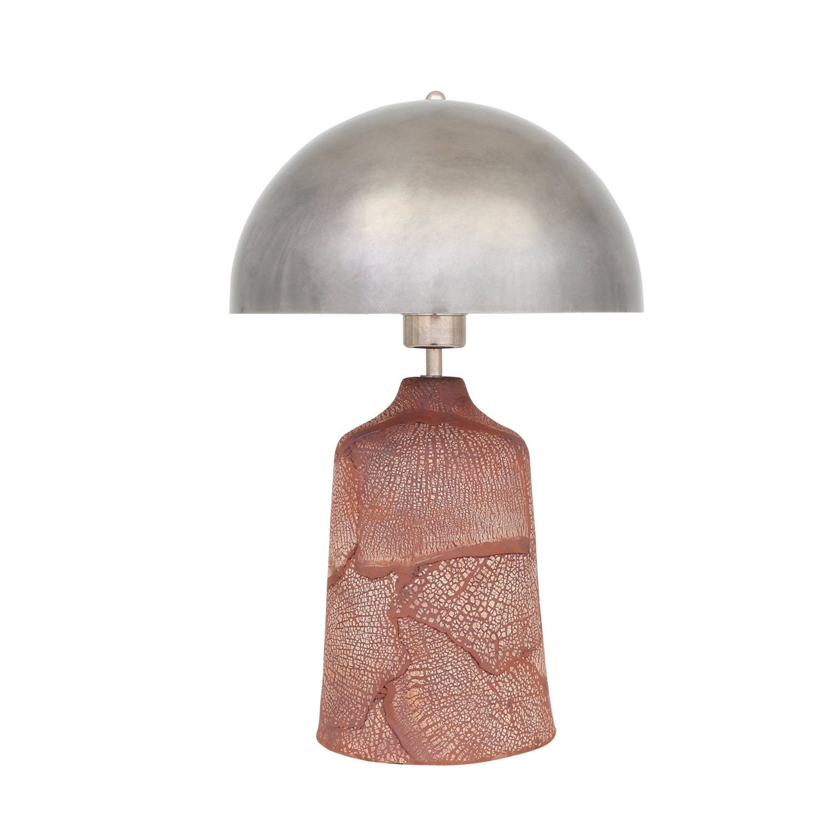 Rustic Red Iron Cassia Table Lamp with Antique Brass Accents