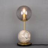 Zapp Marbled Ceramic and Brass Table Lamp with Glass Globe
