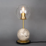 Zapp Marbled Ceramic and Brass Table Lamp with Glass Globe