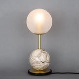 Zapp Marbled Ceramic and Brass Table Lamp with Glass Globe