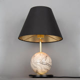 Byrd Marbled Ceramic Globe Lamp, Brass & Black Matte Finish