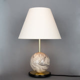 Byrd Marbled Ceramic Globe Lamp, Brass & Black Matte Finish