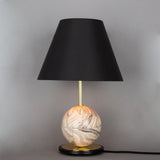 Byrd Marbled Ceramic Globe Lamp, Brass & Black Matte Finish