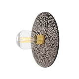 Bog Oak Wall Sconce in Black Clay with Antique Brass Accents