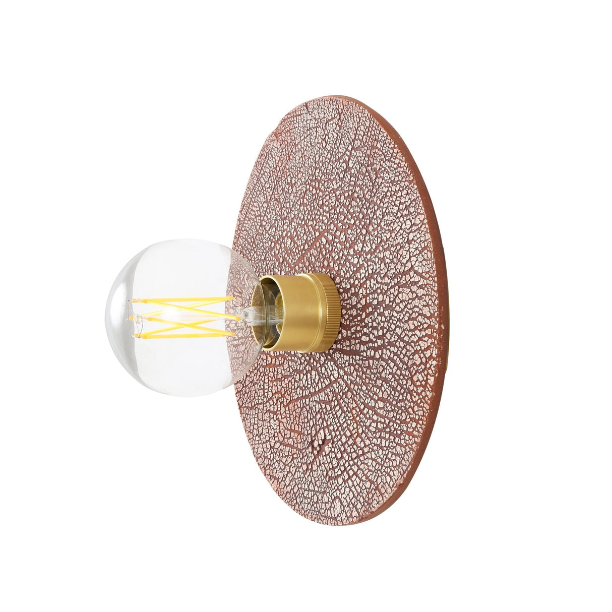 Rustic Red Iron Wall Light - Bog Oak Ceramic Design