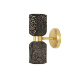 Sakura Double Shade Wall Sconce - Black Clay with Antique Brass Accents