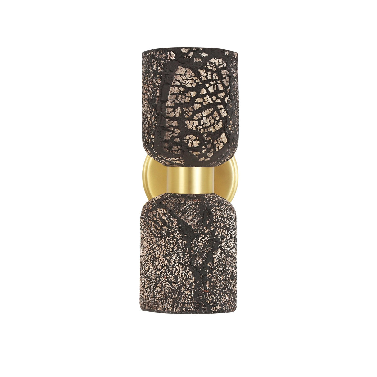 Sakura Double Shade Wall Sconce - Black Clay with Antique Brass Accents