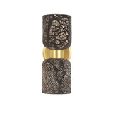 Sakura Double Shade Wall Sconce - Black Clay with Antique Brass Accents