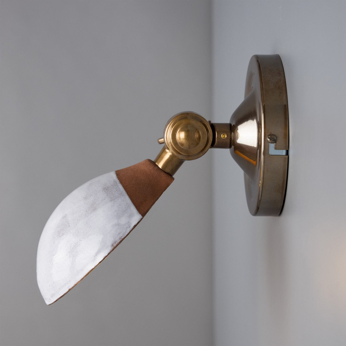 Terracotta & White Coco Sconce with Antique Brass Finish