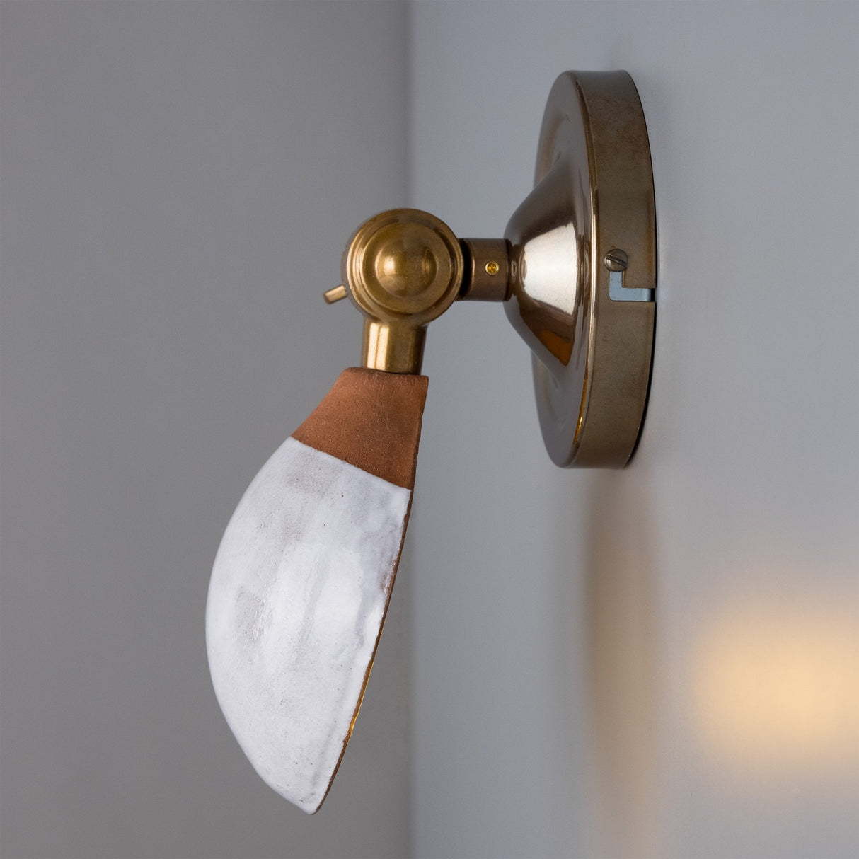 Terracotta & White Coco Sconce with Antique Brass Finish