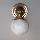 Terracotta & White Coco Sconce with Antique Brass Finish
