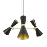 Elegant Cairo Triple Arm Chandelier in Polished Brass and Matte Black