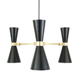 Elegant Cairo Triple Arm Chandelier in Polished Brass and Matte Black