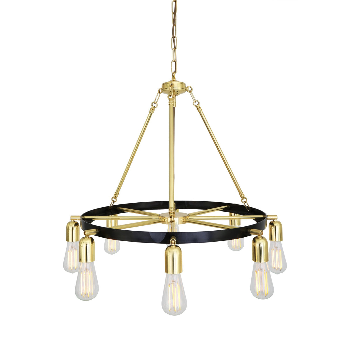 Elegant Duleek Chandelier in Antique Brass with Matte Black Accents