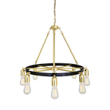 Elegant Duleek Chandelier in Antique Brass with Matte Black Accents