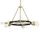Elegant Duleek Chandelier in Antique Brass with Matte Black Accents