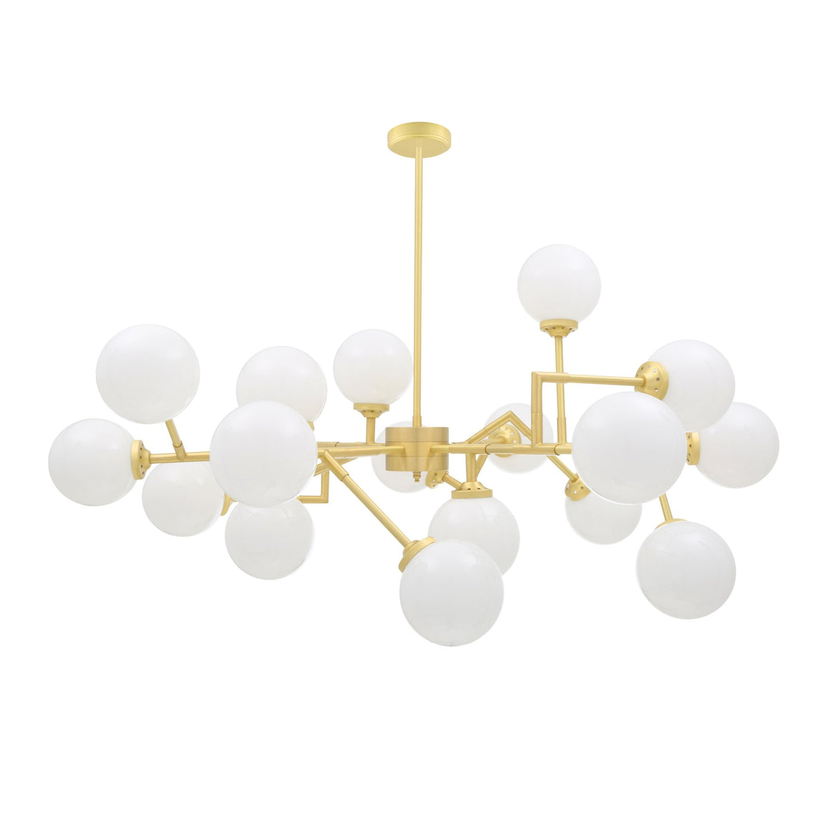 Mid-Century Modern Brass and Glass Globe Chandelier