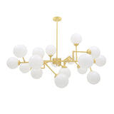 Mid-Century Modern Brass and Glass Globe Chandelier