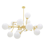 Mid-Century Modern Brass and Glass Globe Chandelier