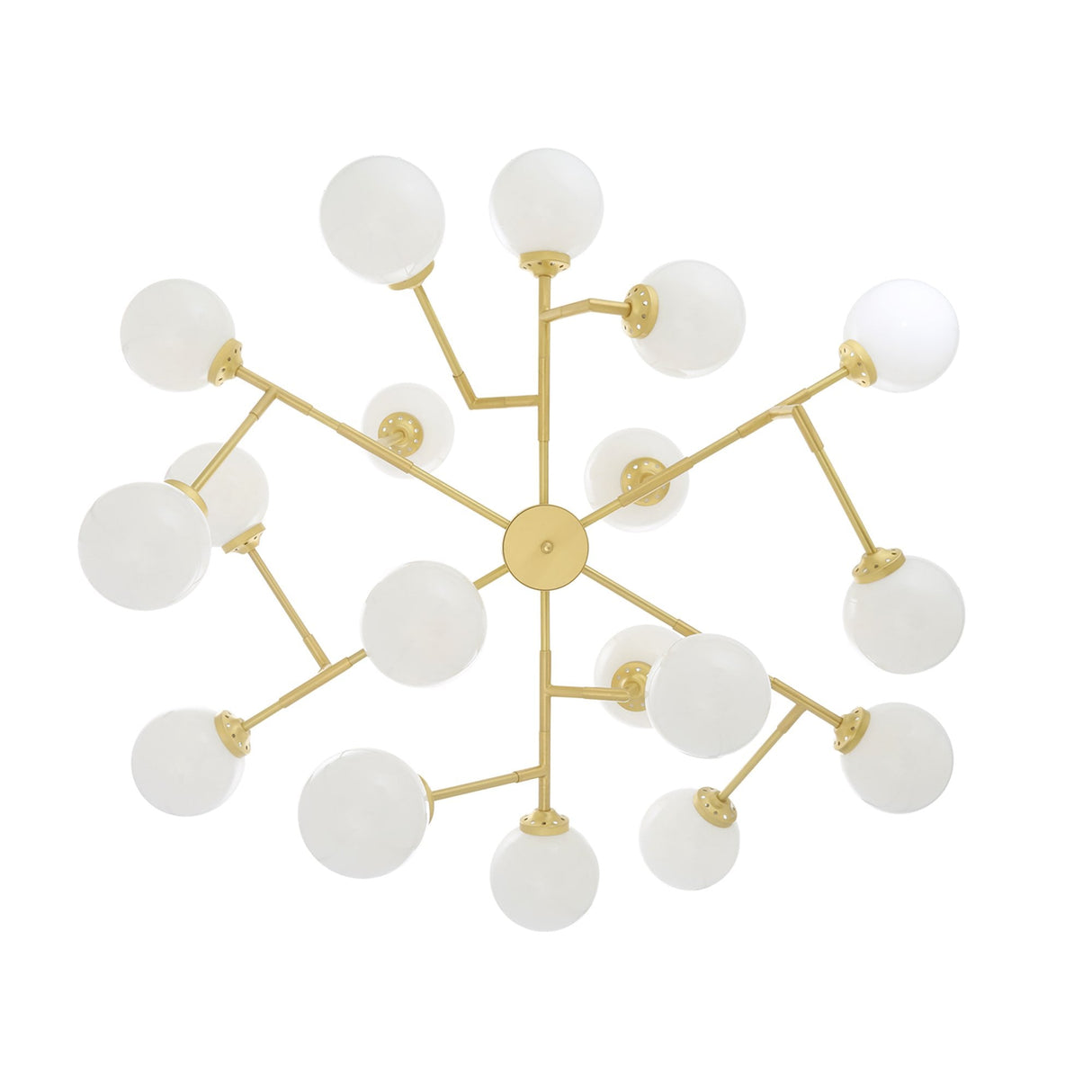 Mid-Century Modern Brass and Glass Globe Chandelier