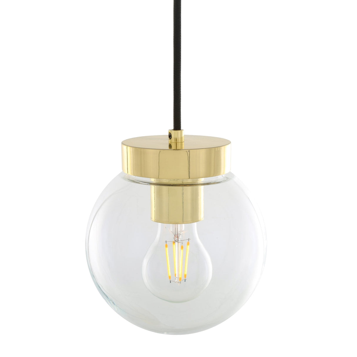 Agusta Artisan Trio Pendant, Antique Brass & Clear Glass