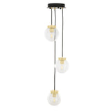 Agusta Artisan Trio Pendant, Antique Brass & Clear Glass