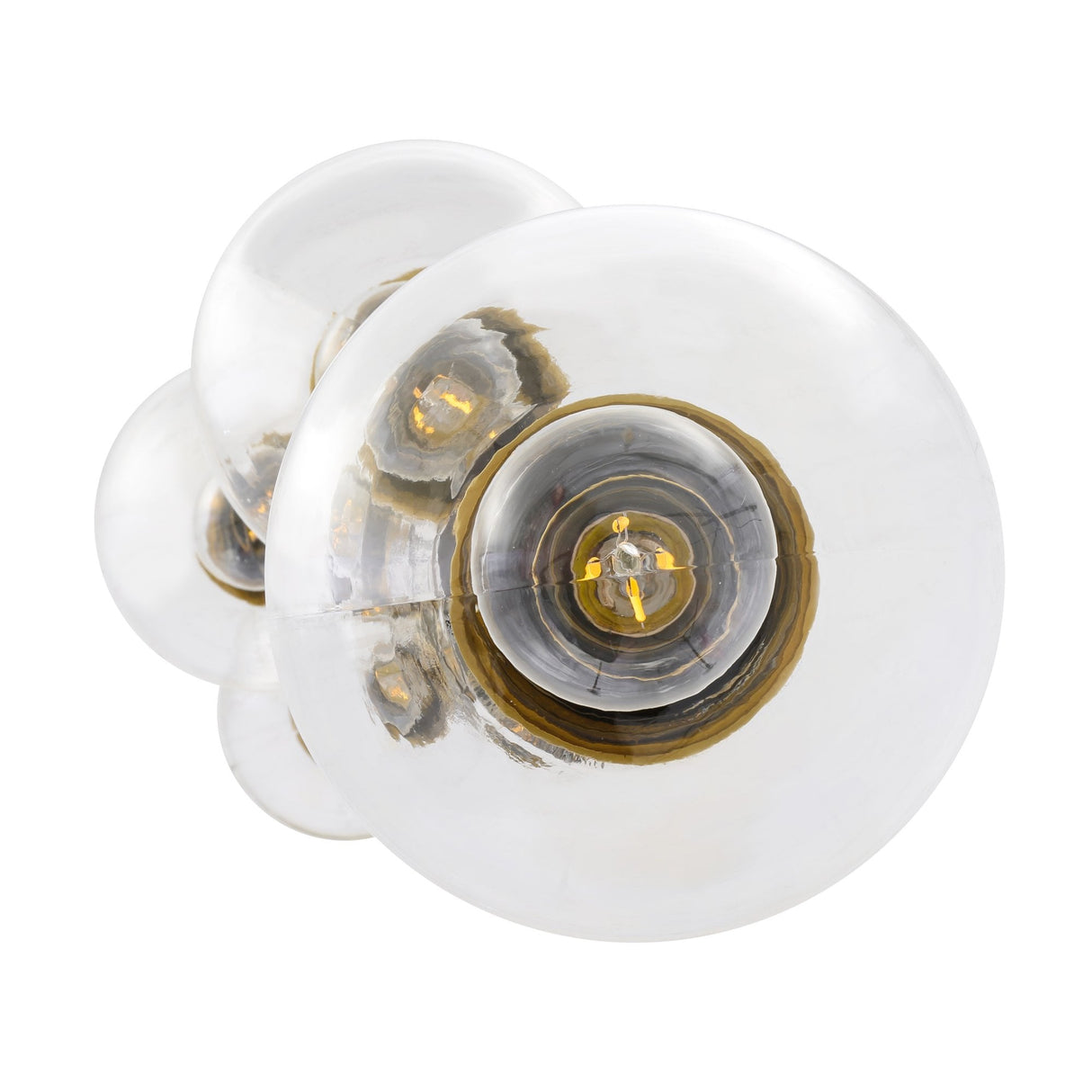 Agusta 5-Light Chandelier in Antique Brass with Clear Glass Globes