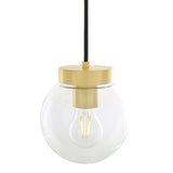 Agusta 5-Light Chandelier in Antique Brass with Clear Glass Globes