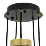 Agusta 5-Light Chandelier in Antique Brass with Clear Glass Globes