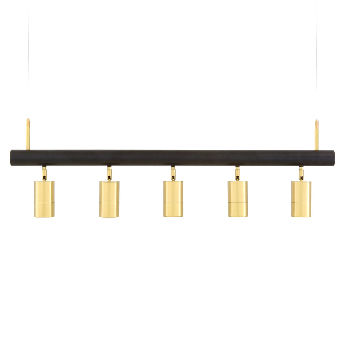 Watson Linear Pendant: Matt Black & Satin Brass Spotlight Chandelier