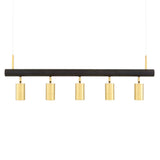 Watson Linear Pendant: Matt Black & Satin Brass Spotlight Chandelier