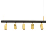 Watson Linear Pendant: Matt Black & Satin Brass Spotlight Chandelier