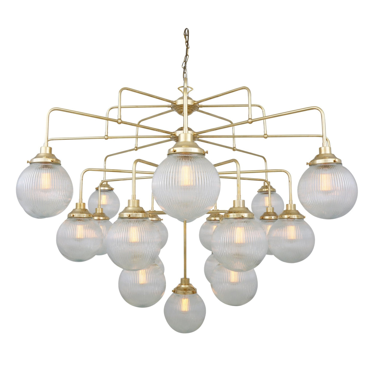 Antique Brass Rome 4-Tier Chandelier with Clear Glass Globes