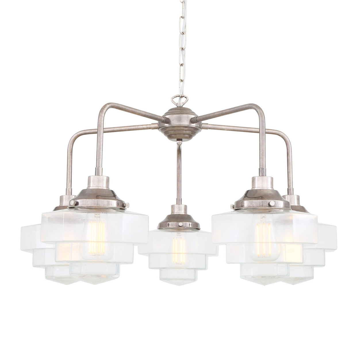 Vintage Siena Antique Brass 5-Light Chandelier