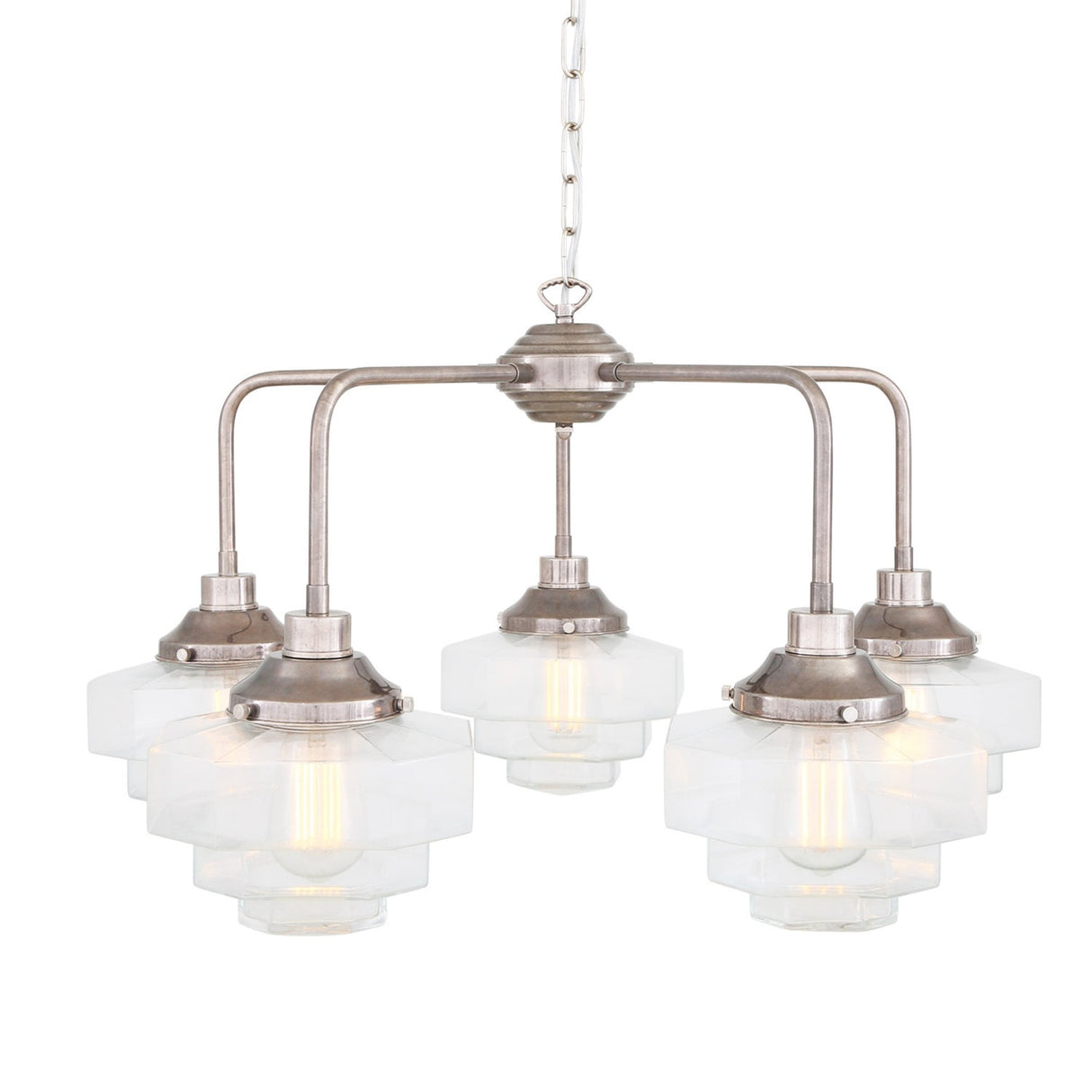 Vintage Siena Antique Brass 5-Light Chandelier