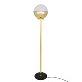 Antique Brass and Matt Black Florence Floor Lamp with Dome Shade