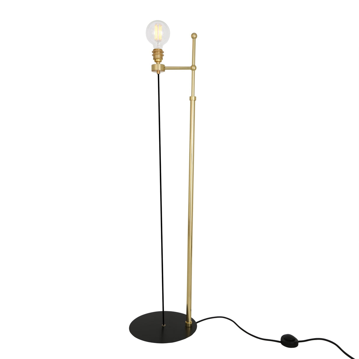 Lusk Industrial Elegance Floor Lamp with Antique Brass and Matte Black Base
