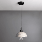 Kingii Marbled Dome Pendant in Antique Brass Finish