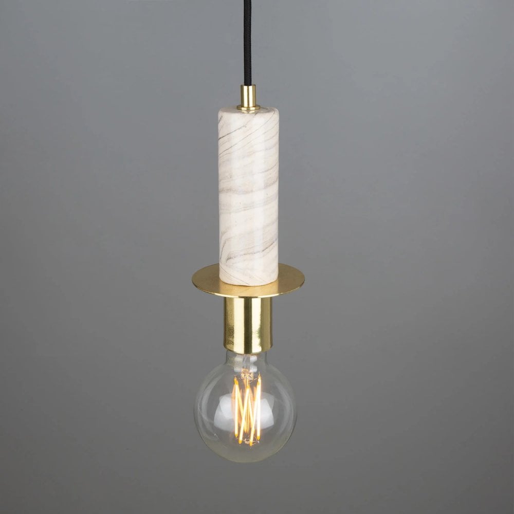 Figo Marbled Pendant Light - Antique Brass Finish