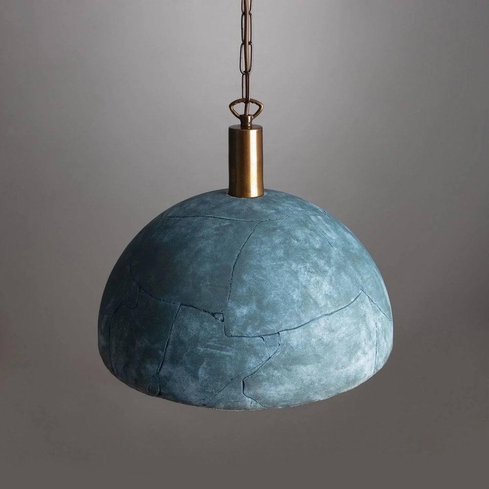Elegant Kauri Blue Earth Brass Pendant Light - 37cm