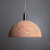 Red Iron & Brass Kauri Pendant Light - 37cm Dome Design