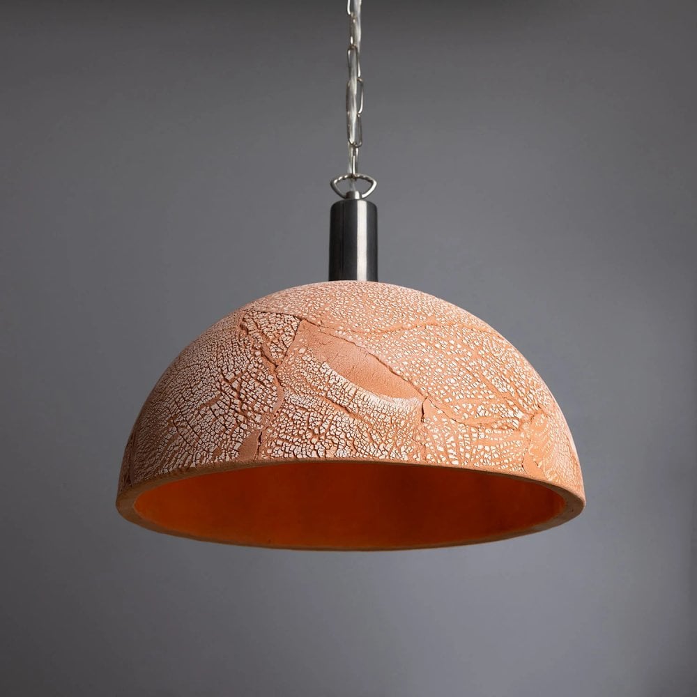 Red Iron & Brass Kauri Pendant Light - 37cm Dome Design